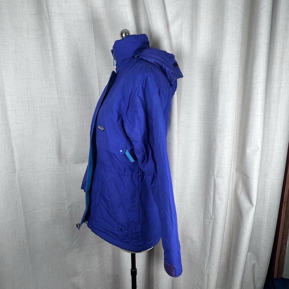 Vintage 90s Patagonia Insulated Parka Coat Jacket Hooded 10 Blue Ski Snow Board - Picture 6 of 15